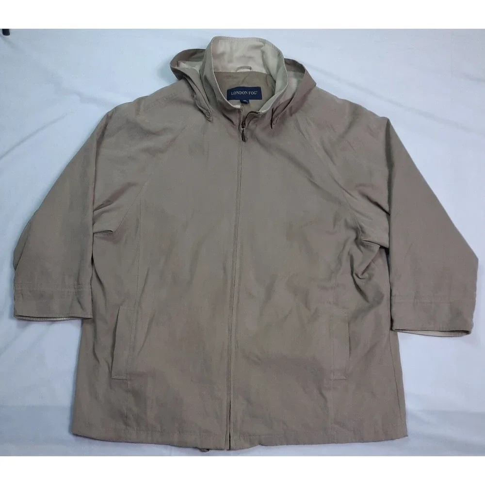 London Fog Mens Brown Full Zip Hooded Jacket Coat size 2X Reg - Picture 1 of 10